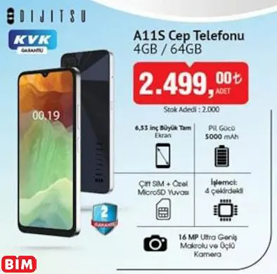 DİJİTSU A11S CEP TELEFONU 4GB / 64GB
